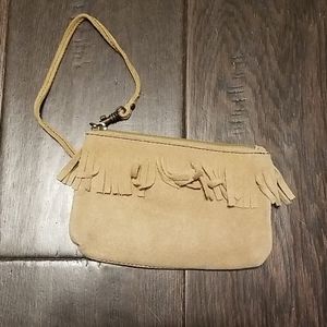 Old Navy Tan Suede Wristlet